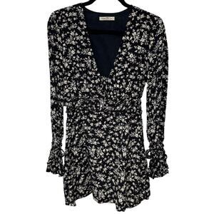 The East Order Nordstrom Elsa Mini Dress Black White Floral Print Size Small